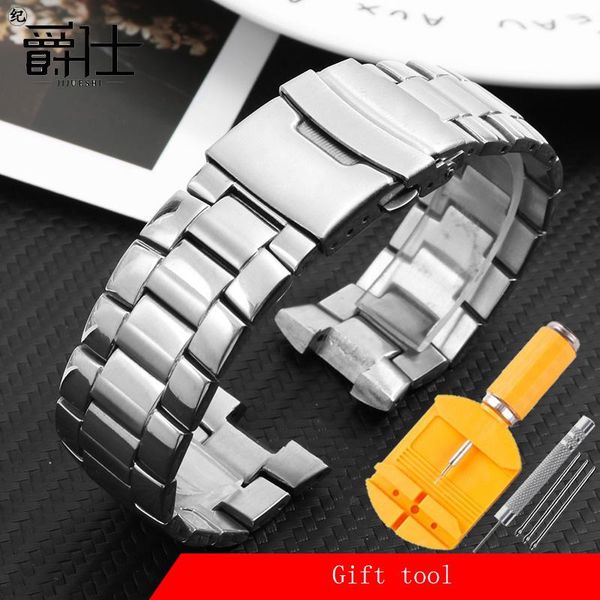 

watch bands fine steel watchband silver bracelet replacement metal strap for ef-534d men's stainless chain, Black;brown