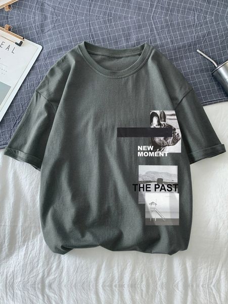 

men dog and letter graphic tee o0fh#, White;black