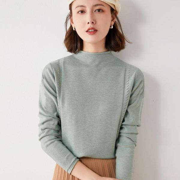 

women's sweaters 2021 woman winter 100% cashmere auntmun knitted pullovers warm female mock neck black top, White;black