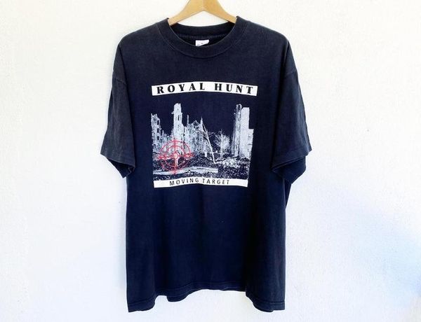 

men's polos vintage royal hunt moving target world tour xl size, White;black