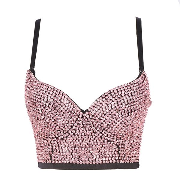 

women corset rhinestone bustier silver glitter crop rave festival clothing night club party female gold 210319, Black