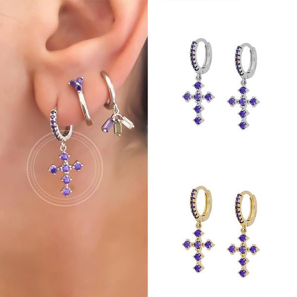 

hoop & huggie boako crystal prevent white/black/green 925 sterling silver earrings for women allergy earring fashion jewelry, Golden;silver