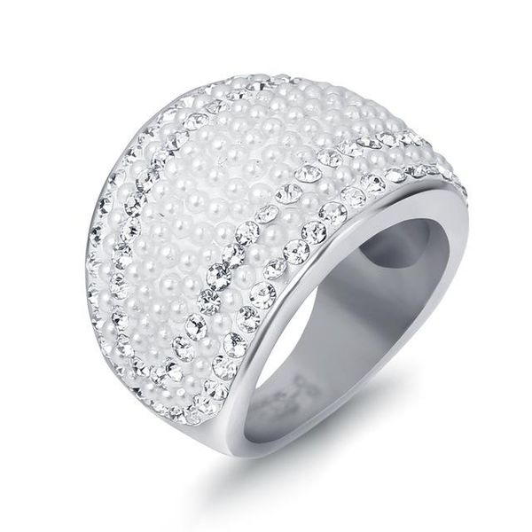 

wedding rings for women 316l stainless steel engagement party fashion jewelry austrian crystal quality, Slivery;golden