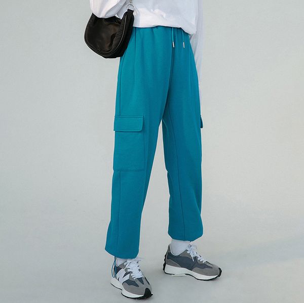 

capri female sweatpants autumn winter women's straight pants streetwear hallways, Black;white