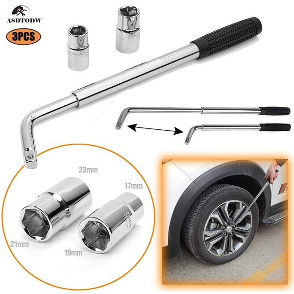 

17/19/21/23mm car wheel lug nut wrench with anti-slip handle,telescoping hex key socket spanner tire repair hand tools
