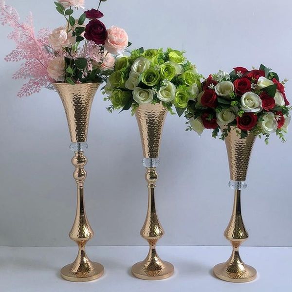 

vases wedding table centerpieces for christmas home decor gold shiny road lead flower rack event column stand