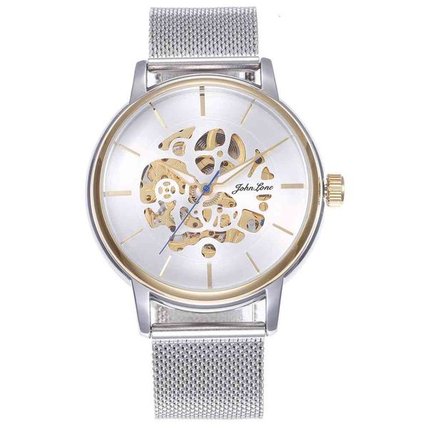 

gifts for men waterproof clock mechanical fashion luxury hollow, Slivery;brown