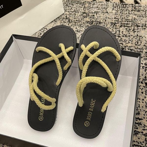 

slippers low shoes woman 2021 female luxury slides rubber flip flops cross-tied designer hawaiian flat basic rome pu sc, Black