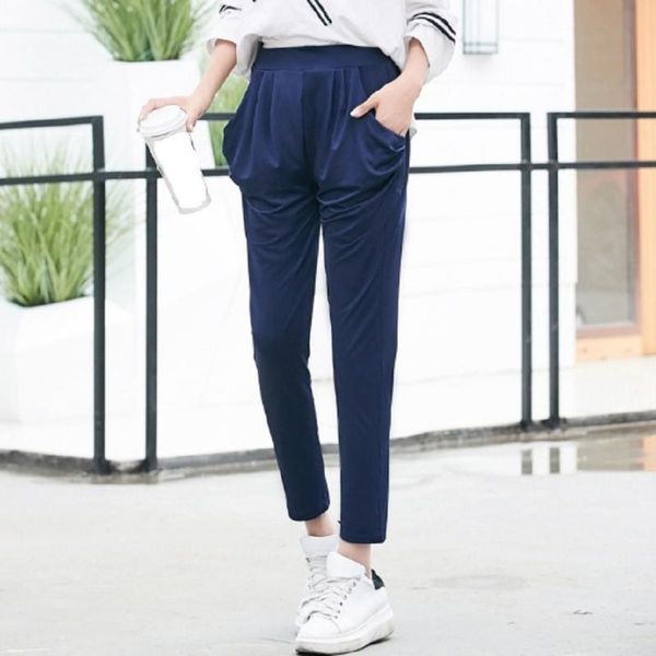 

women's pants & capris summer casual clothing plus size women loose nine-point female joggers korean version harem with middle waist, Black;white
