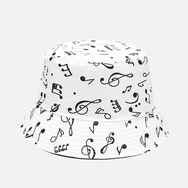 

wide brim hats harajuku music al note print bucket hat for women men panama fishing caps hip hop gorro reversible fisherman, Blue;gray