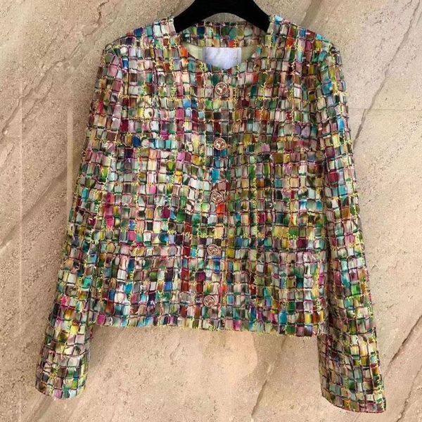 

women's jackets amazing mosaic fabric women jacket tweed chaqueta mujer customize plus size casaco feminino 5xl chaquetas unique tailor, Black;brown