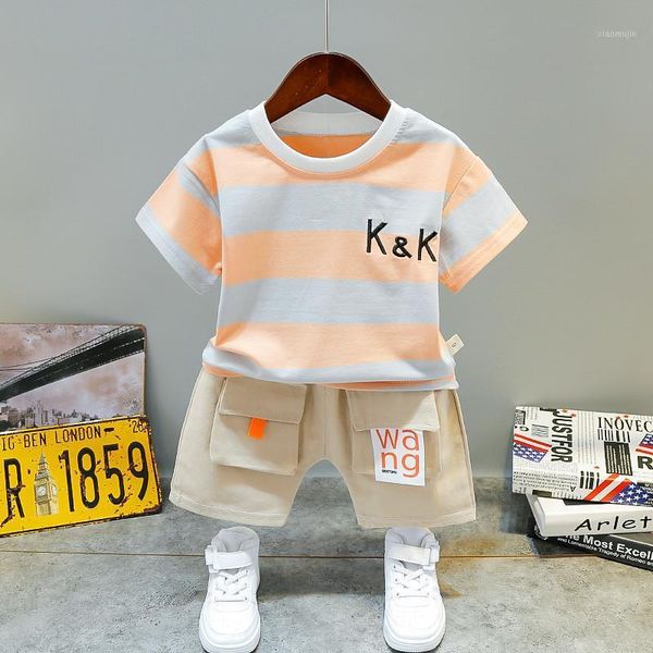 

clothing sets children clothes suit summer baby boys girls strips t shirt shorts 2pcs/sets kids infant fashion toddler sportswear set, White