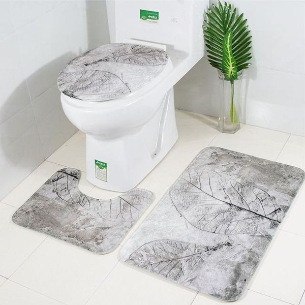 

non-slip bath mat bathroom kitchen european and american wind leaf printing toilet three-piece door decoration 6.6 seat covers