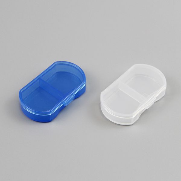 Portatile Travel Mini Plastic Pill Box Box Medicine Caso 2 Scompartimenti Gioielli Perlina Parti Organizzatore Scatole di immagazzinaggio W0222