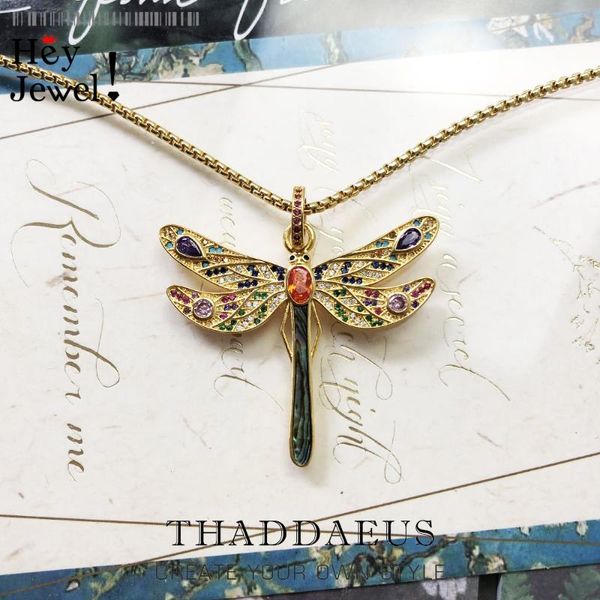 

chains necklace golden dragonfly,2021 summer brand fine jewelry europe 925 sterling silver bijoux gift for women