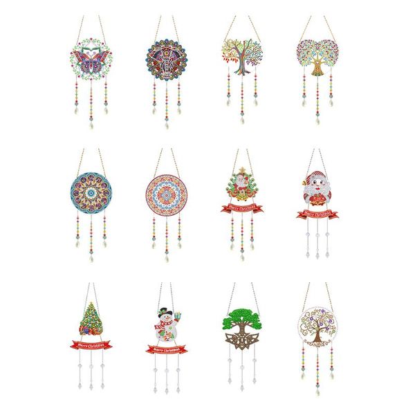 

decorative objects & figurines diy 5d diamond painting mosaic sun catcher jewelry kit rhinestone wind chime window garden wall hanging room