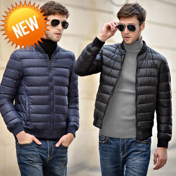 

sanishroly new autumn winter men's thin down coat ultra light white duck parka jacket male short baseball outwear s512, Black