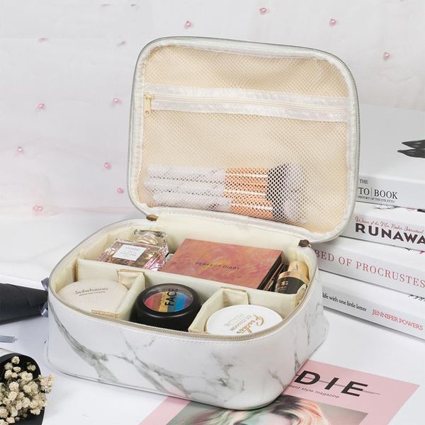 

cosmetic bags & cases marble pattern make up bag makeup pouch portable waterproof wash faux leather large capacity travel
