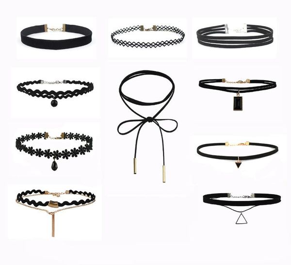 

chock necklace 2021 collares gothic chokers crystal black lace neck vintage victorian women chocker steampunk jewelry, Golden;silver
