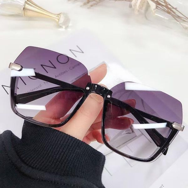 

sunglasses fashion gradient lenses women oversized brand designer vintage retro mirror sun glasses for female uv400 oculos, White;black