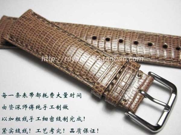 

18 19 20 21 22 mm handmade genuine leather lizard skin watchbands vintage wrist watch band strap for branded watch h0915, Silver