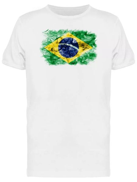 

brazil smoky flag t men's tee -image by shutterstock, White;black
