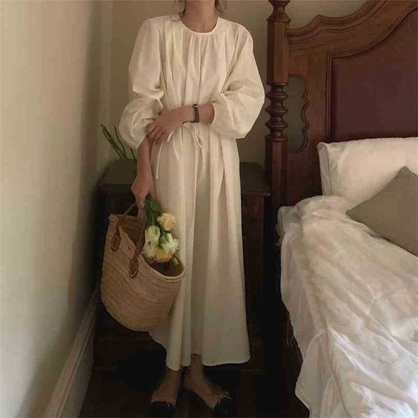 

solid lantern sleeves lady summer chic slim long dresses femme outwear loose girls streetwear vestidos 210525, Black;gray