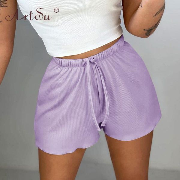 

women's shorts women summer casual solid drawstring high waist loose for girls soft black purple 2021, White;black