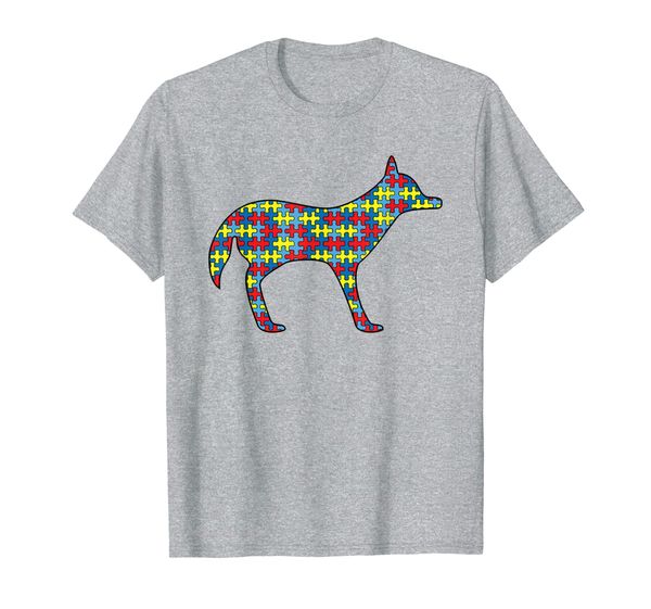 

coyote autism awareness kids wolf pup puzzle day mom gift t-shirt, White;black