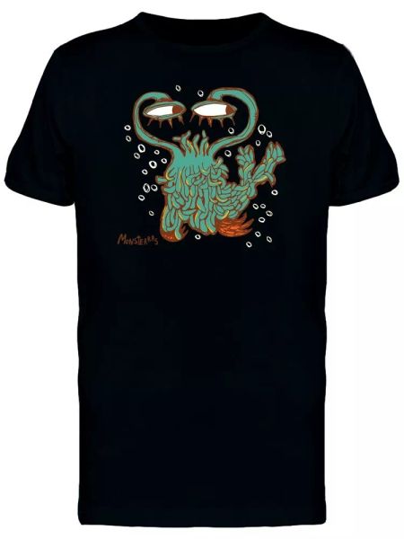 

weird monster with long eyes men's tee -image by shutterstock, White;black