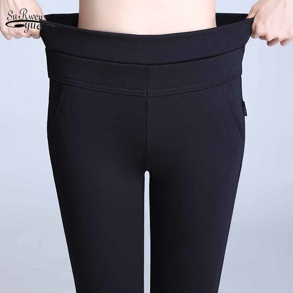 

all-match winter solid korean style plus velvet thickened leggings women high waist stretch slim pants pantalon femme 11517 210508, Black