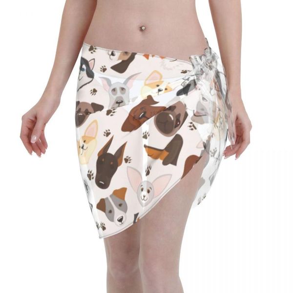

women's swimwear women beach pareo scarf cover up wrap kaftan sarong wear cute puppy dog breed bikinis cover-ups skirts, White;black