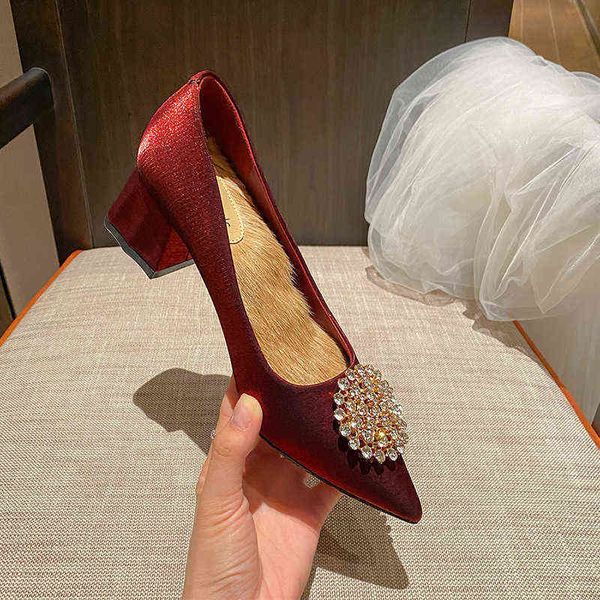 

dress shoes 5118-5 pointed heel's thick heels autumn 2022 french high sense xiuhe wedding drs annual meeting single shoes, Black