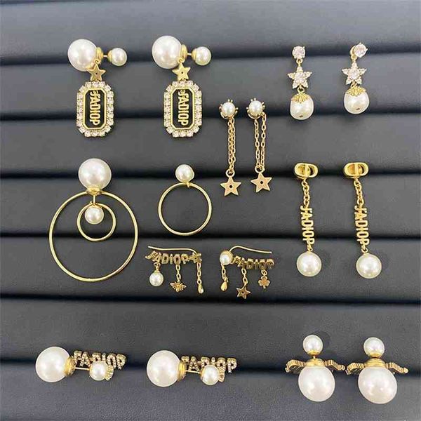 

70% off outlet online family new tassel pearl star same letter earrings female jewelry, Golden