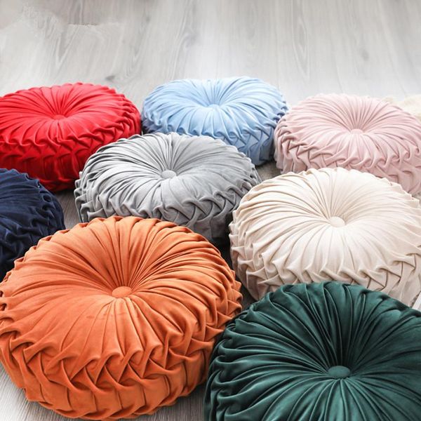 

cushion/decorative pillow fashion velvet pleated round floor cushion pouf soft comfortable throw home sofa decor drop