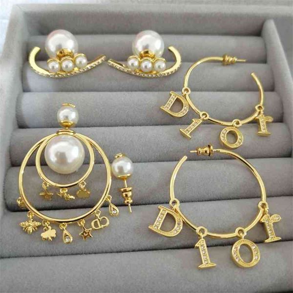 

special offer 75% off outlet online alphabet personalized for women's new exquisite simple niche pearl earrings small fragrance, Silver