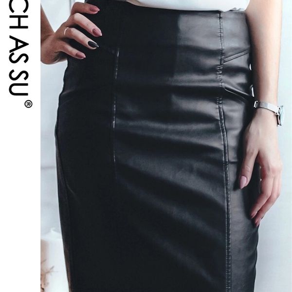 Такие как SU мода зимняя искусственная кожаная юбка женщины черная высокая талия оккупация рабочая работа карандаш юбка S-5XL размер осенью юбка 21120