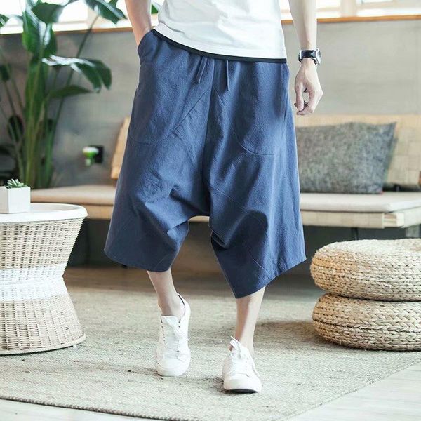 

men's pants men harajuku harem 2021 mens summer cotton linen joggers male vintage chinese style sweatpants fashions, Black