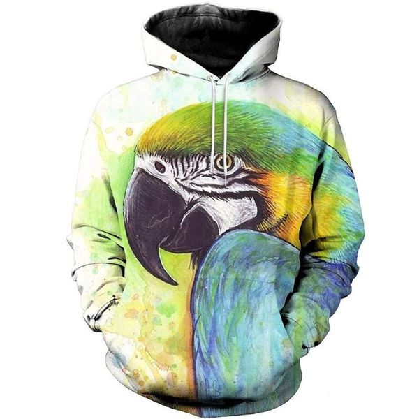 

men's hoodies & sweatshirts love macaw parrot 3d printed men women hoodie sweatshirt zipper pullover casual streetwear jacket m-, Black