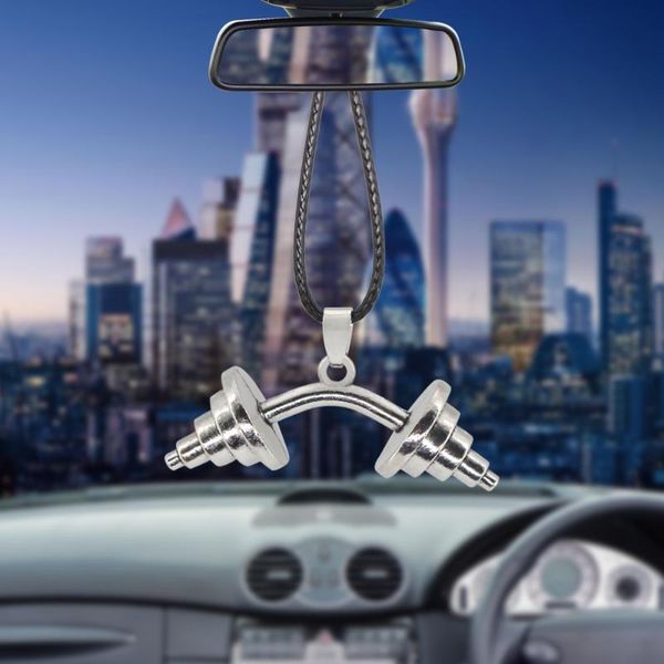 

interior decorations charm rearview mirror dumbbell barbell car pendant for men women sport fashion ornaments automobiles cars accessories