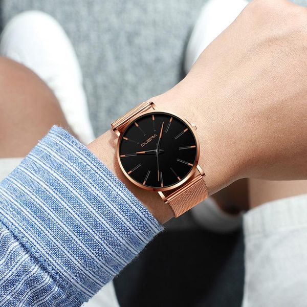 

wristwatches business men watch of minimalist design mens rose gold stainless steel analog quartz wrist gift reloj hombre, Slivery;brown