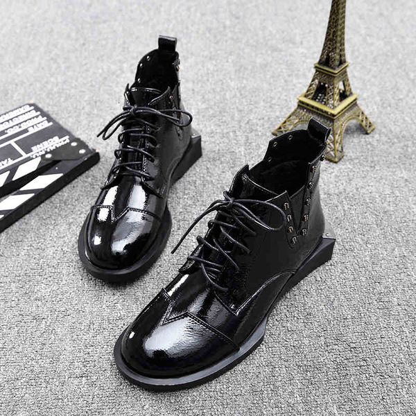 

boots autumn and winter women's shoes fashion flat primer tube short retro low with martin boots england, Black