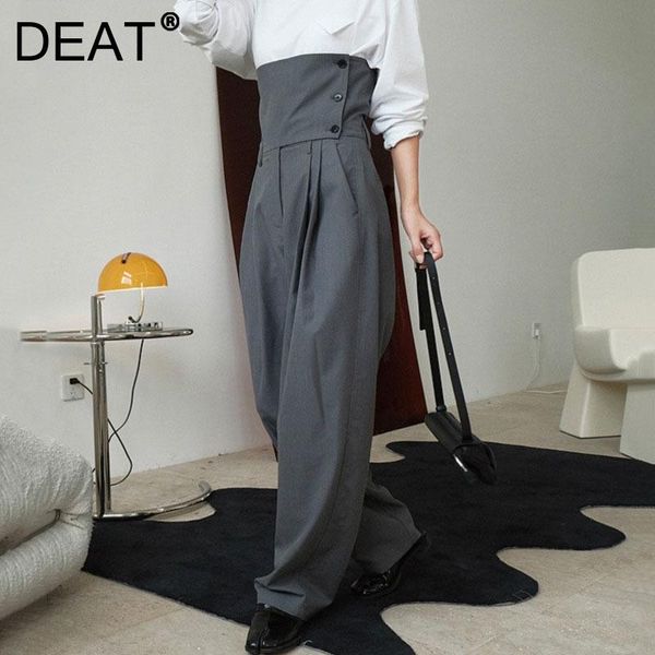 

women's pants & capris [deat] high elastic waist trousers loose fit women fashion tide spring autumn 2021 7e2518, Black;white