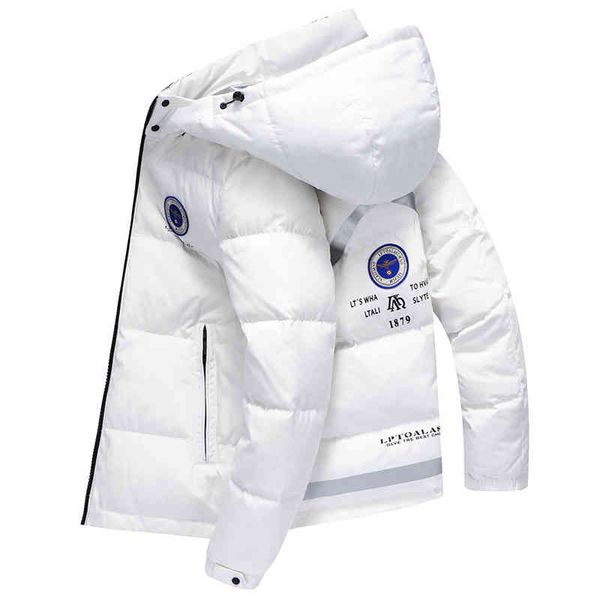 

brand men's short style et 90% white duck hooded thick down coat male warm outwear fashion waterproof windproof, Black;white