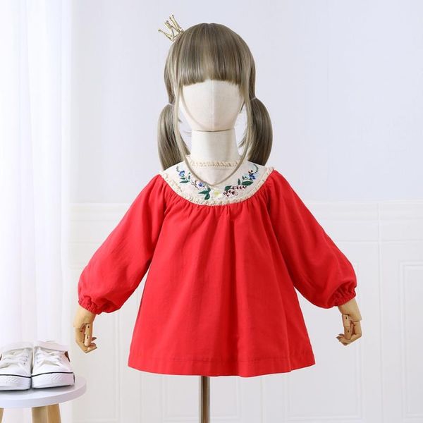 

girl's dresses midoo fairy floral cute patchwork a-line casual lantern full sleeve daily 2021 autumn girls kids children's cotton, Red;yellow