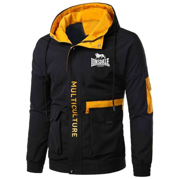 

men's hoodies & sweatshirts 2021 mens lonsdale wild zipper spring casual printing hooded jackets leisure coats, Black
