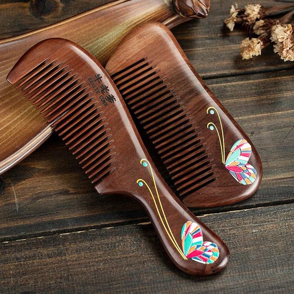 

hair brushes high-grade wood comb sandalwood anti-static natural mahogany curly straight, Silver