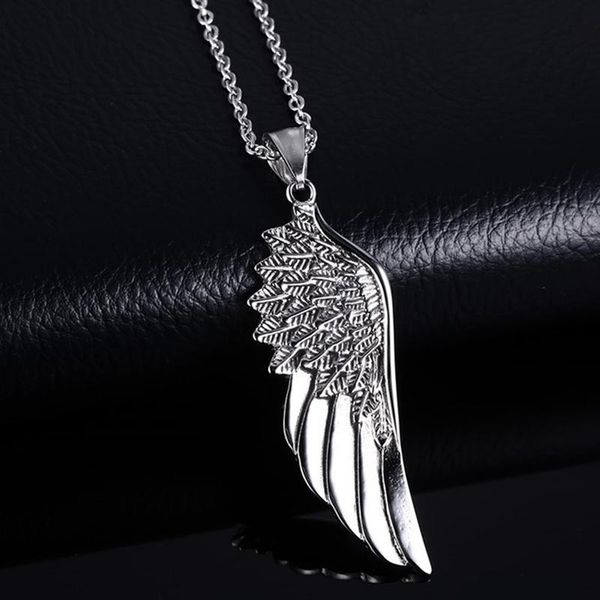 

pendant necklaces men handmade alloy chain guardian angel necklace fashion unique gift for women punk guards, Silver