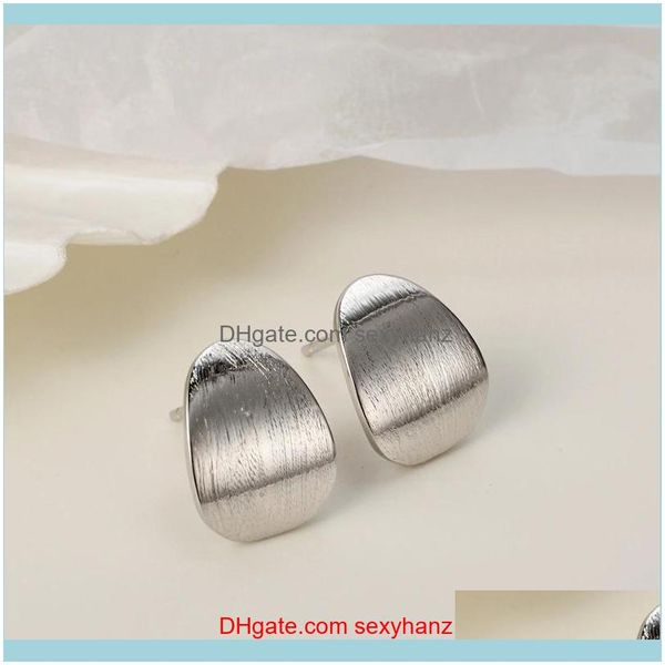 

jewelrysterling sier geometric brushed earrings personality wild oval stud drop delivery 2021 xnejx, Golden;silver