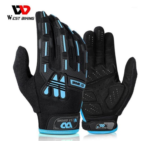 

shockproof sports gloves full finger touch screen windproof motorcycle mtb bicycle cycling men woman1, Black